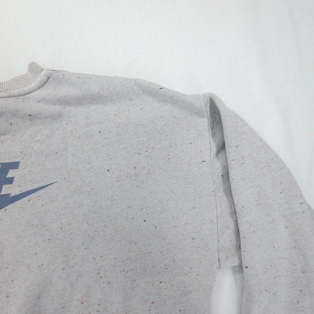Nike Sweatshirt Kids XL Gray Sportswear NSW Icon Speckled Fleece Logo Crewneck